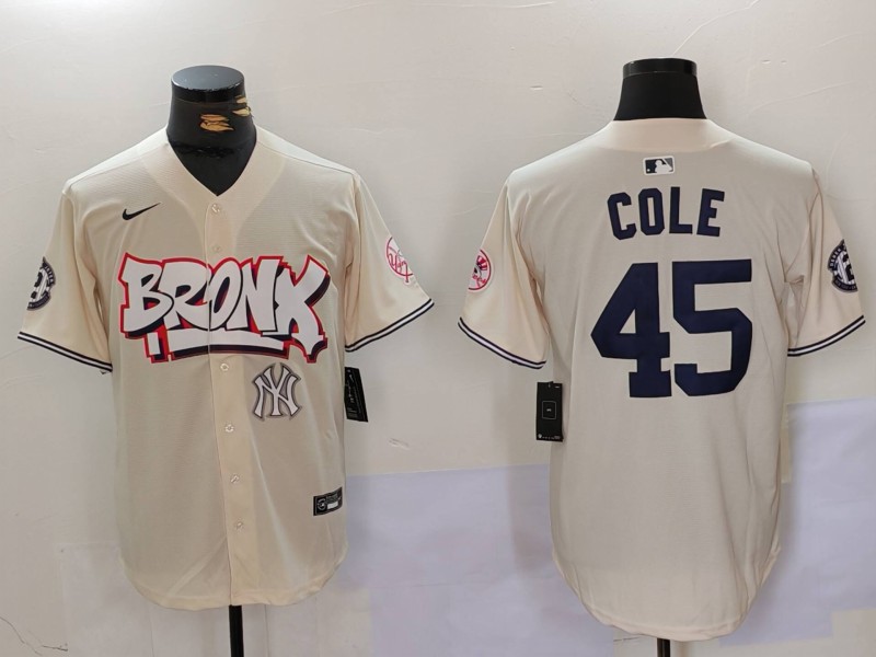 Men New York Yankees #45 Cole Cream joint name 2024 Nike MLB Jersey style 4